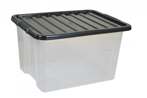 30 Litre Plastic Storage Boxes with Black Lids